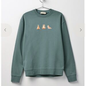 MAISON KITSUNÉ SWEATSHIRT YOGA FOX PATCHES - BLUE/GREEN size XL